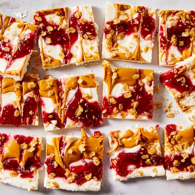 cottage cheese with peanut butter, raspberry jam, and granola