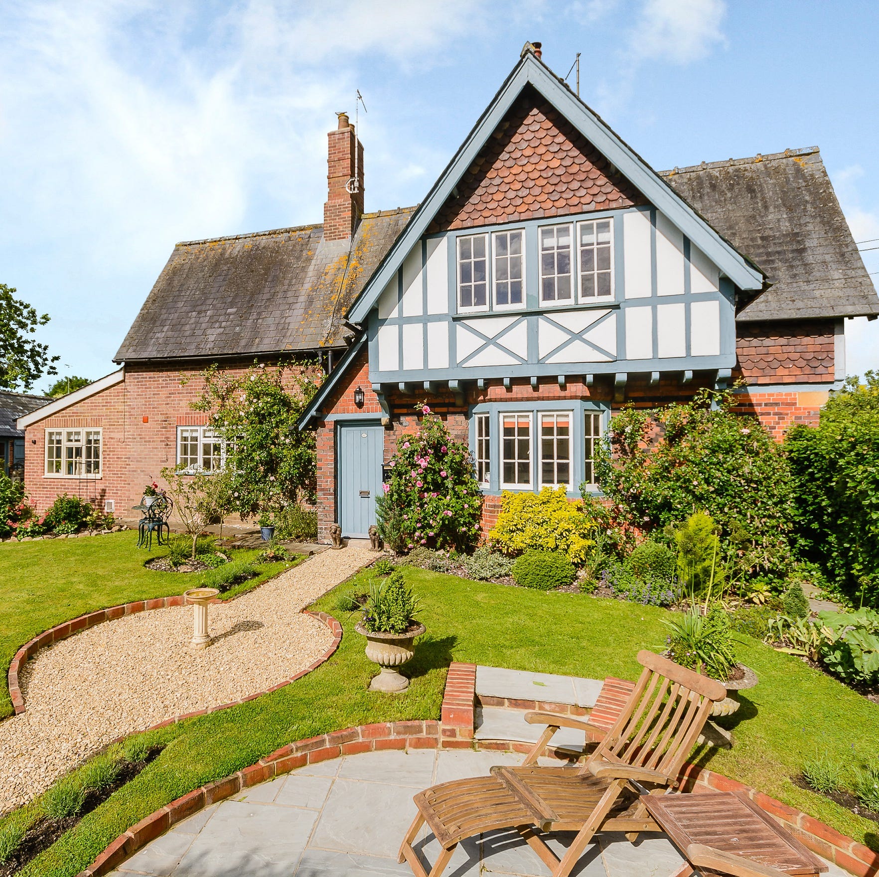 Cottage exterior with beautiful front garden