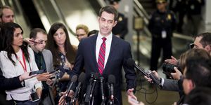 united states   january 8 sen tom cotton, r ark, speaks to the cameras following a briefing for senators on iran on wednesday, jan 8, 2020 photo by bill clarkcq roll call, inc via getty images