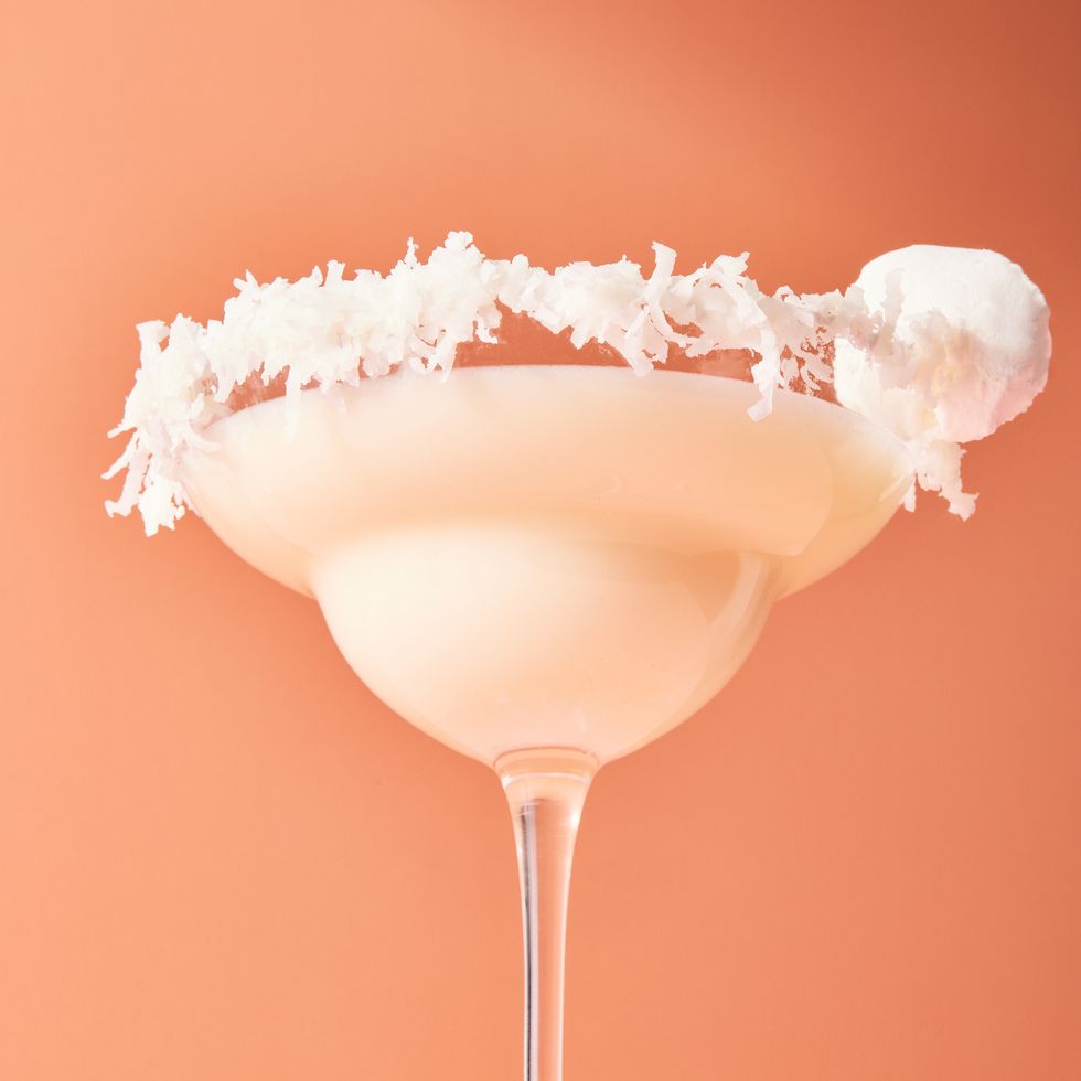 cottontail margaritas with a coconut rim and marshmallow garnish