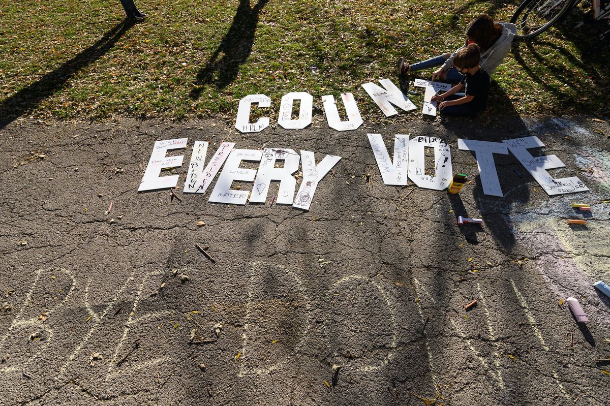 milwaukee, wisconsin   november 07 rallygoers deliver the “count every vote” message in the wake of the presidential election results on november 07, 2020 in milwaukee, wisconsin photo by daniel boczarskigetty images for moveon