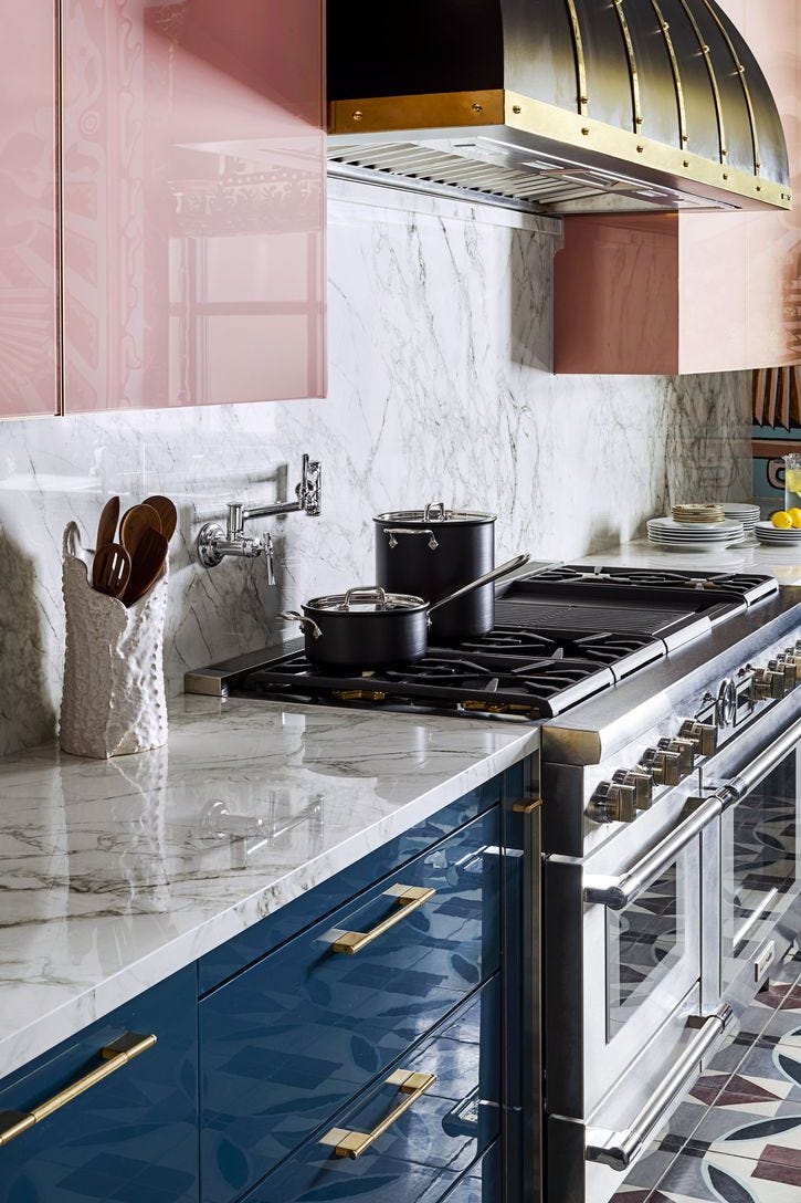 kitchen with marble coutnersplash