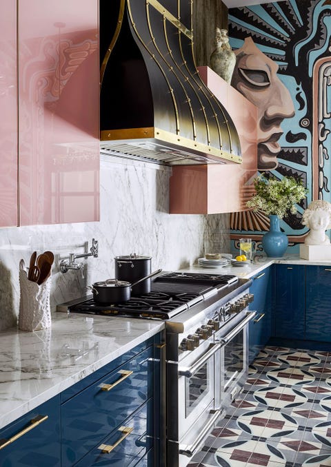 kitchen with marble coutnersplash