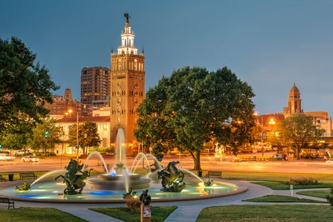 country club plaza at the blue hour
