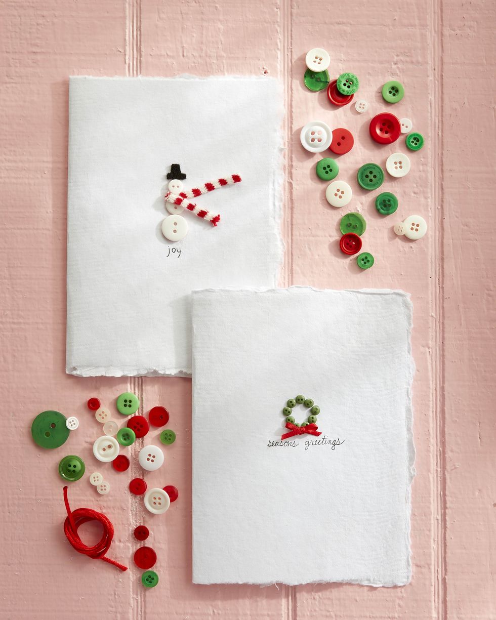 diy christmas cards made with buttons
