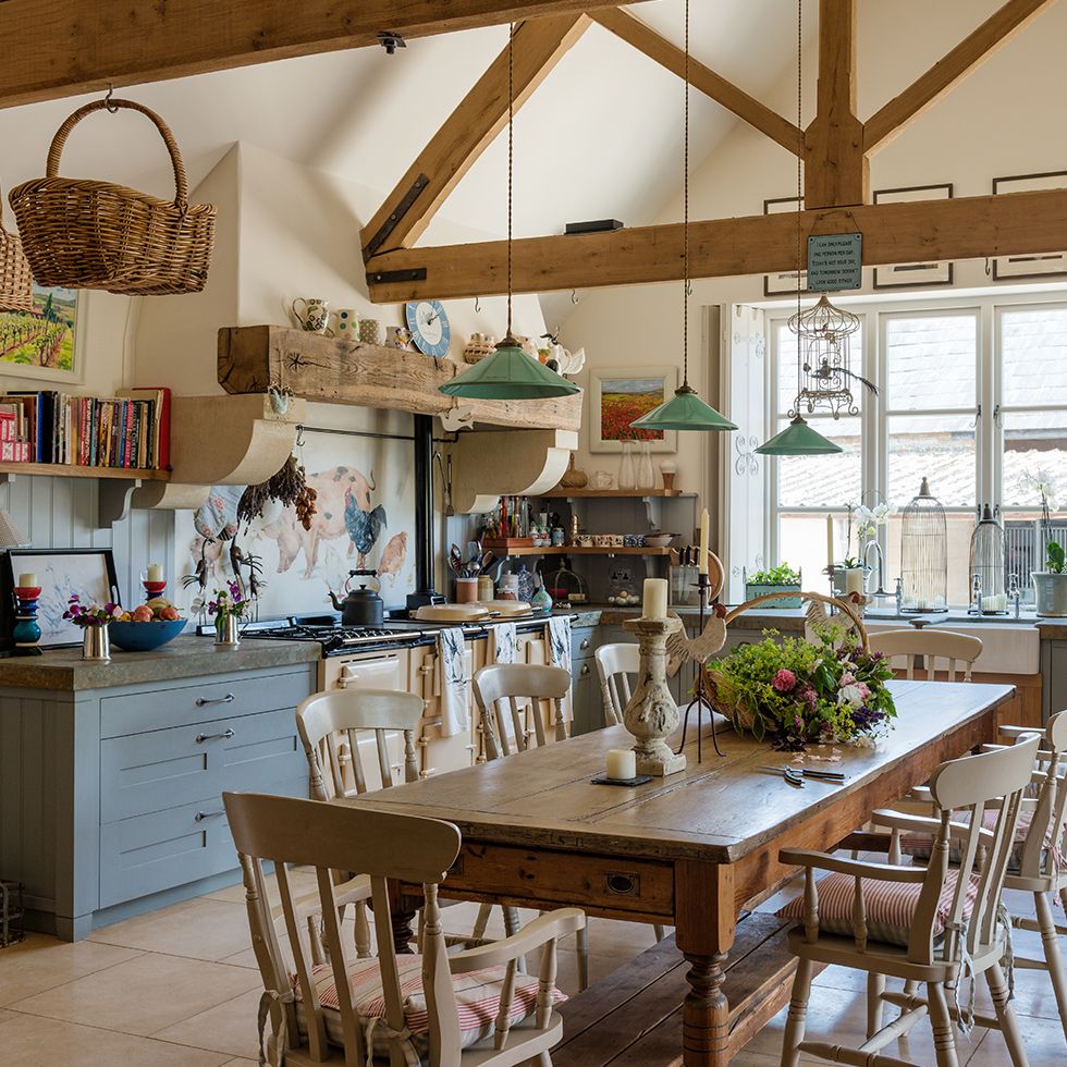 country kitchen with table and chairs