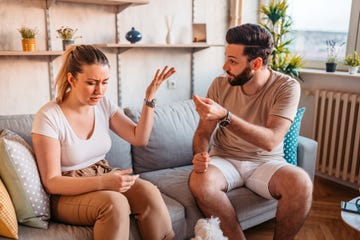 couple are quarreling at home