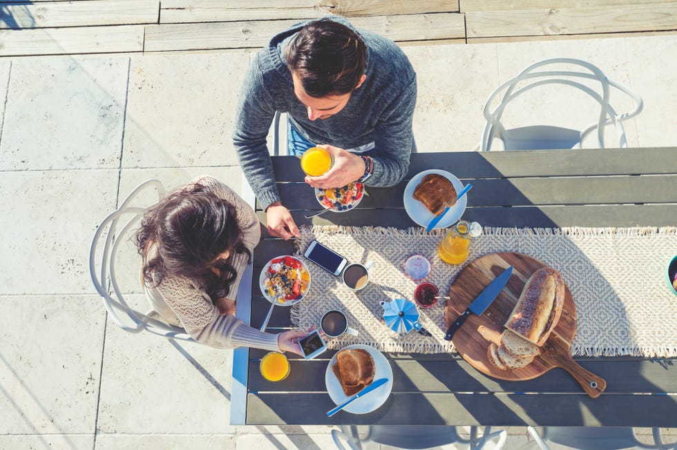 couple having a romantic breakfast