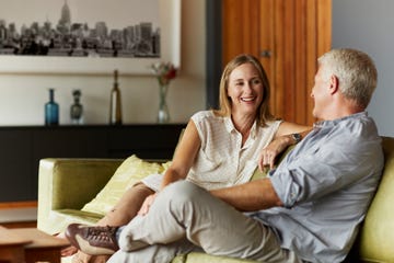 couple spending leisure time in living room