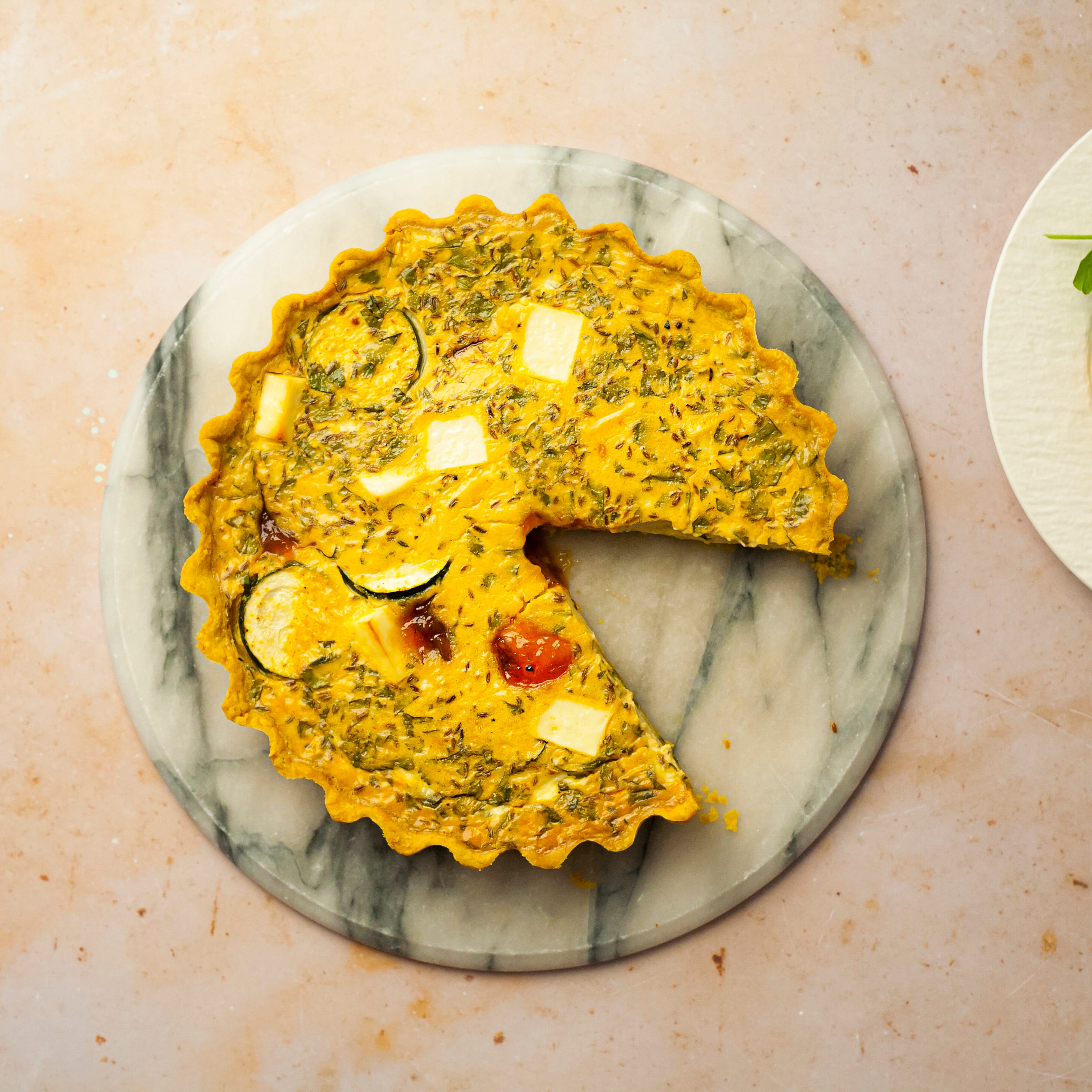 courgette and paneer quiche
