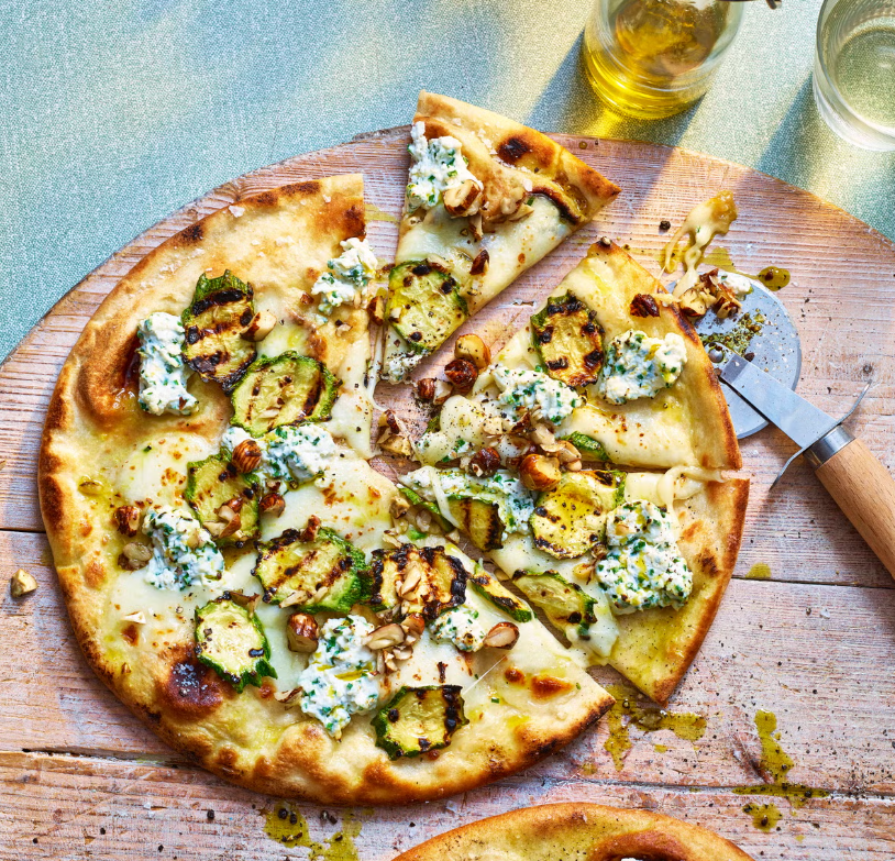 whipped ricotta and truffled courgette