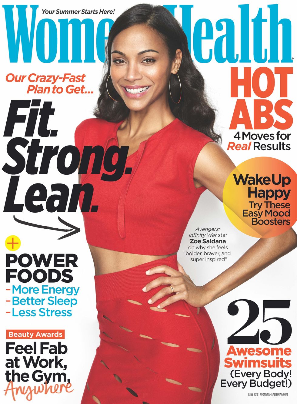 Zoe Saldana June 2018 Women's Health cover