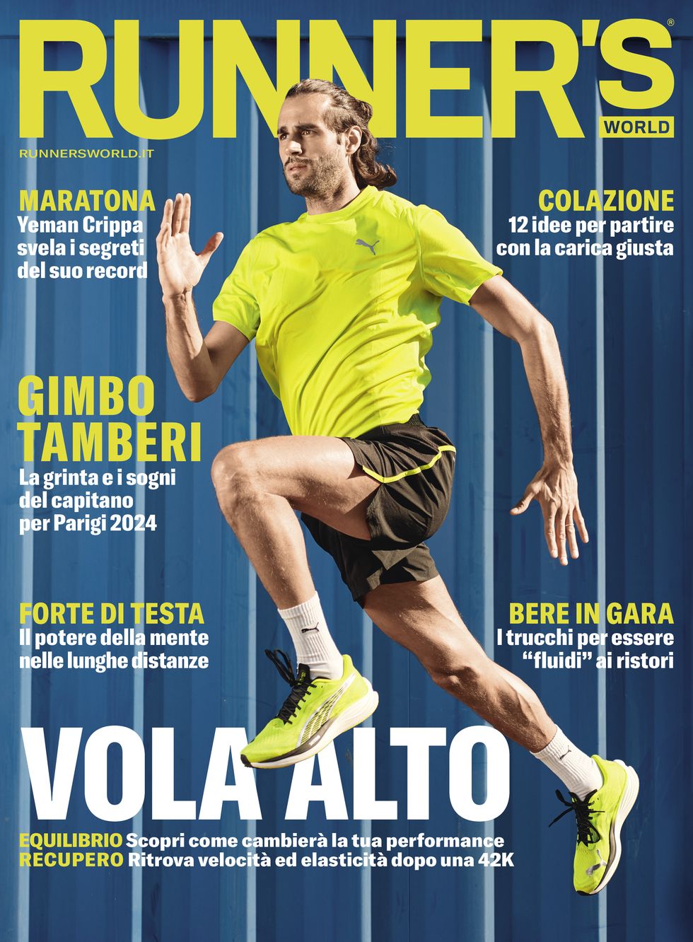cover runner's world italia aprile 2024man running on a magazine cover