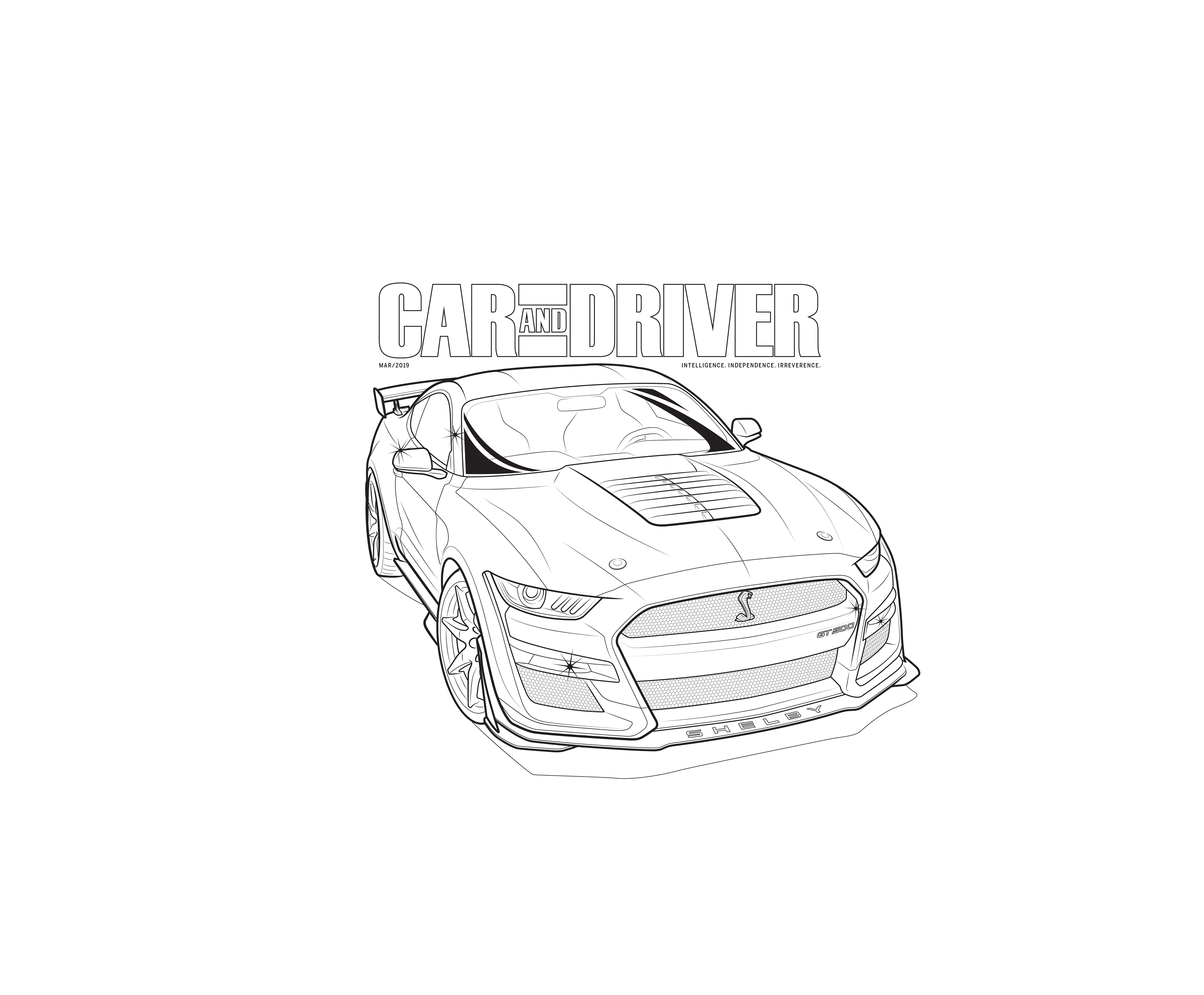 ford mustang shelby gt500 magazine cover coloring project