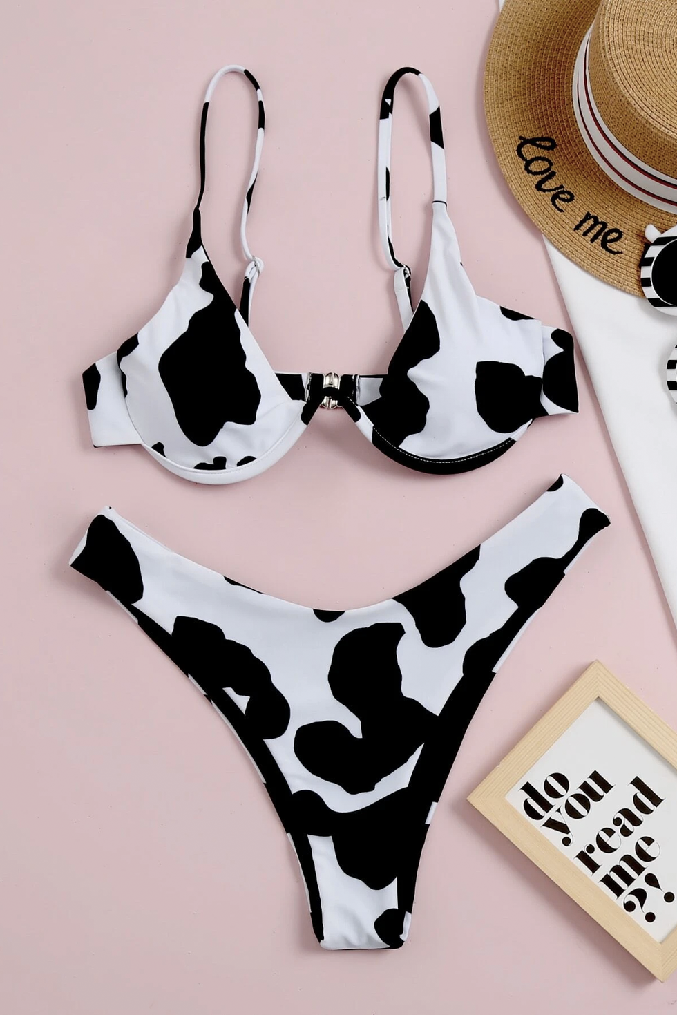 shein cow print bikini similar to jordyn woods' style