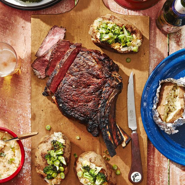 make ahead camping meals cowboy steaks and potatoes with broccoli and cheddar scallion spread