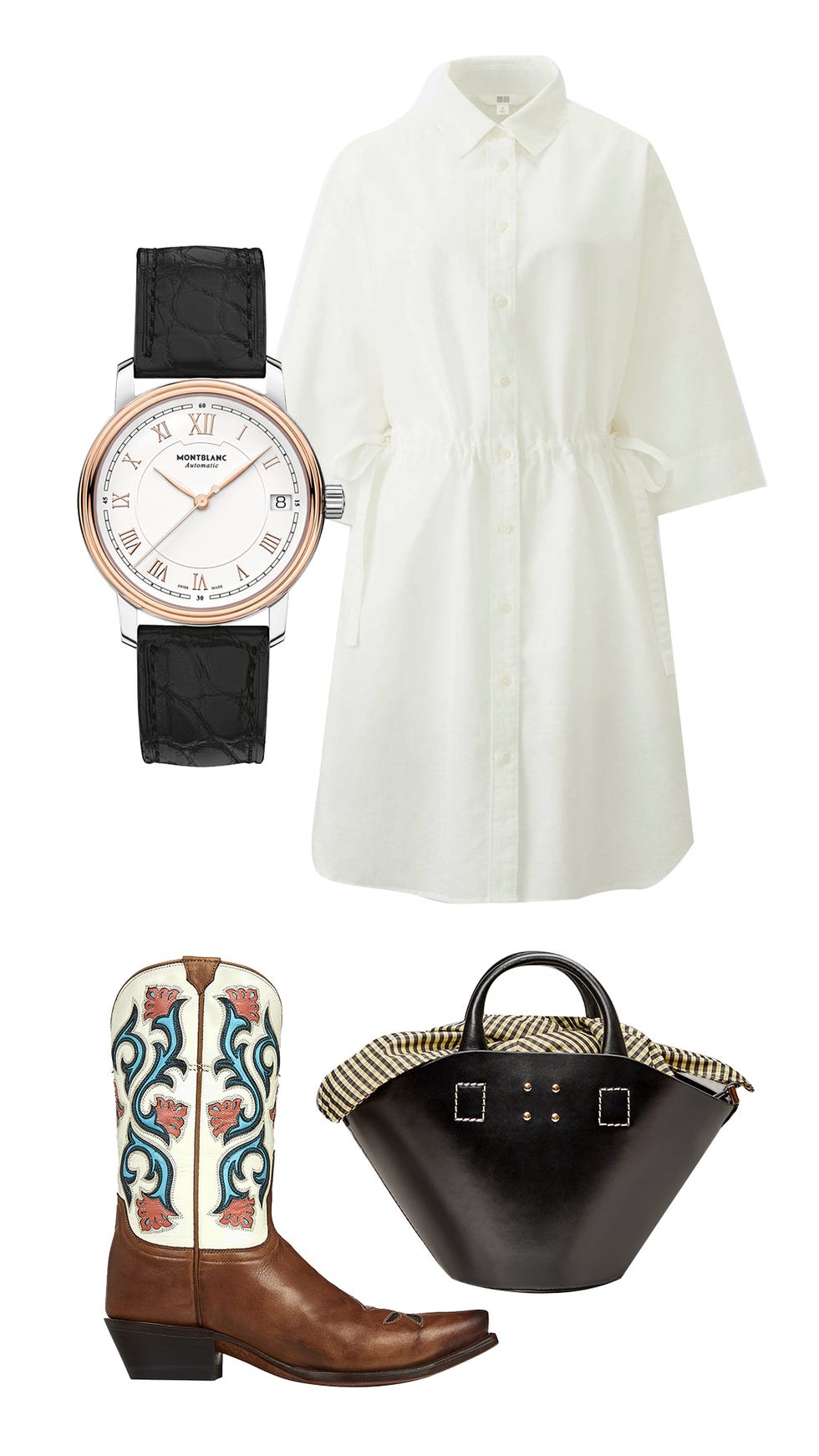 White, Clothing, Watch, Product, Fashion, Sleeve, Analog watch, Fashion accessory, Dress, Footwear, 