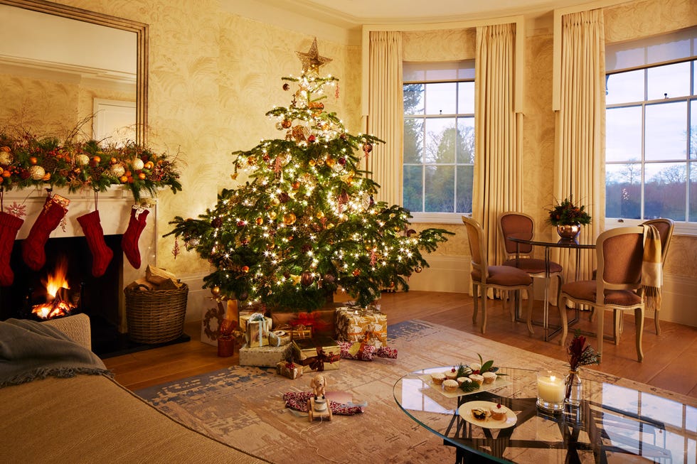 a christmas tree in a living room