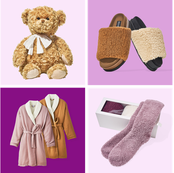 a teddy bear and a purse