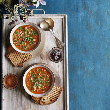 crab, harissa and chickpea soup