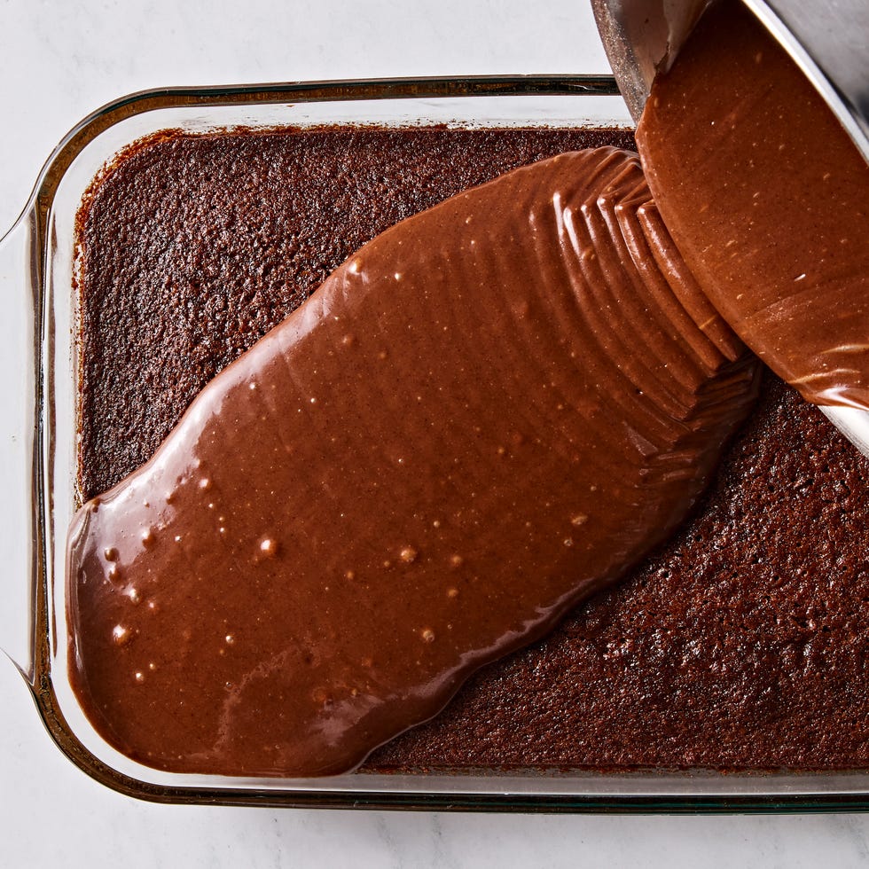 chocolate coca cola sheet pan cake with chocolate icing