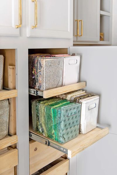 craft room idea using pull out shelves