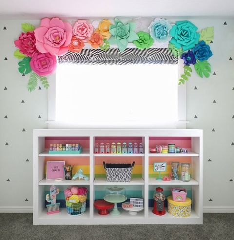 craft room ideas like color coordinated rainbow decor