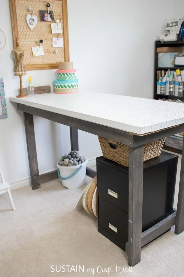 DIY Large Craft Table - (Step-By-Step)  Diy craft room table, Craft table,  Craft room tables
