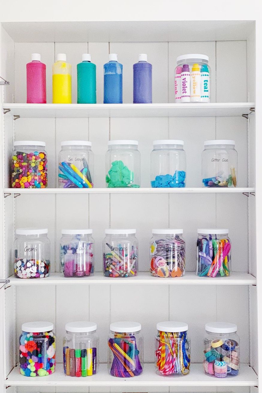 craft room organization - toy jars