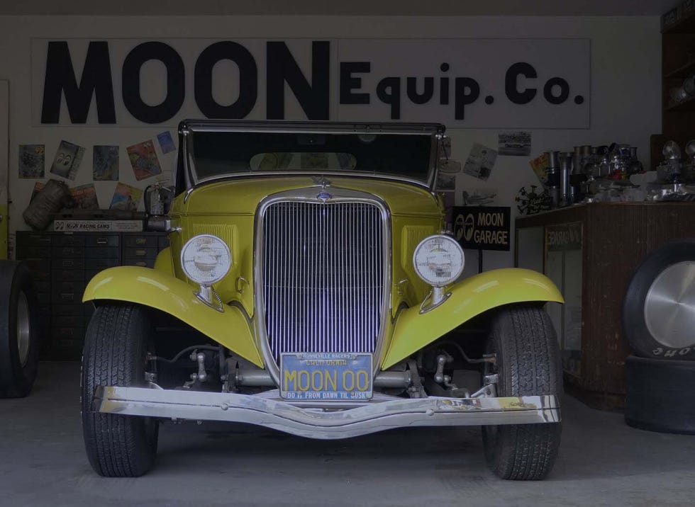 a car parked in a garage