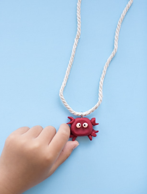 crafts for kids clay crab necklace