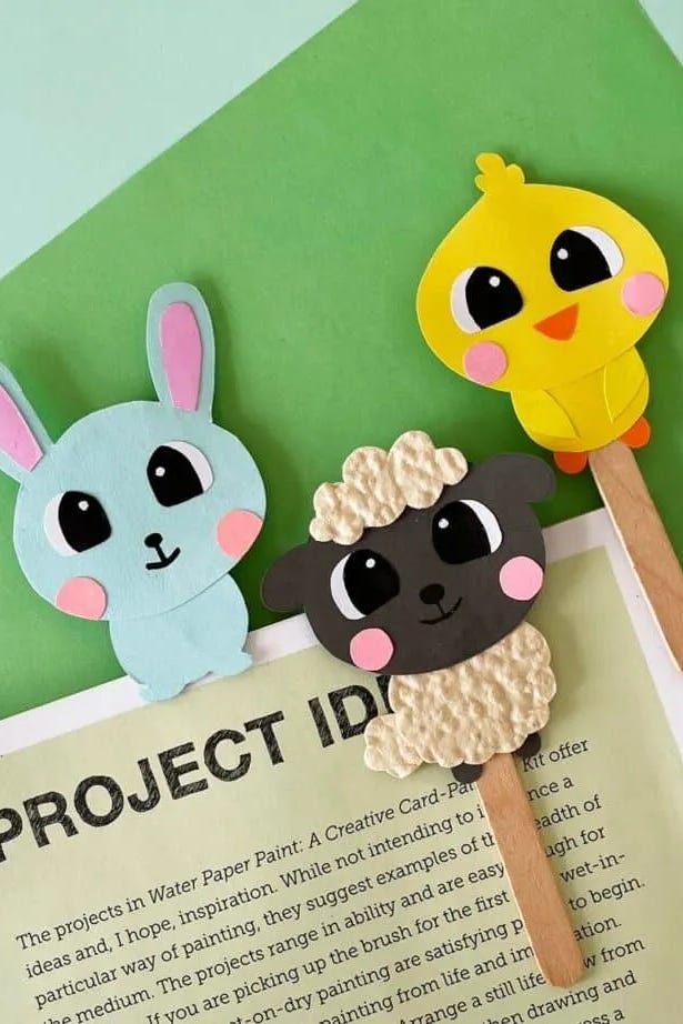 crafts for kids, googly eyed animal bookmarks