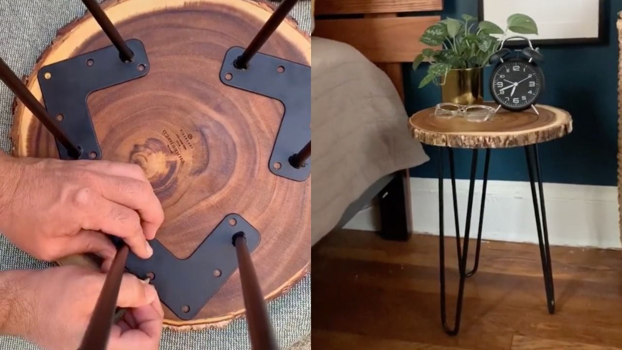 Upcycled Cutting Board Side Table