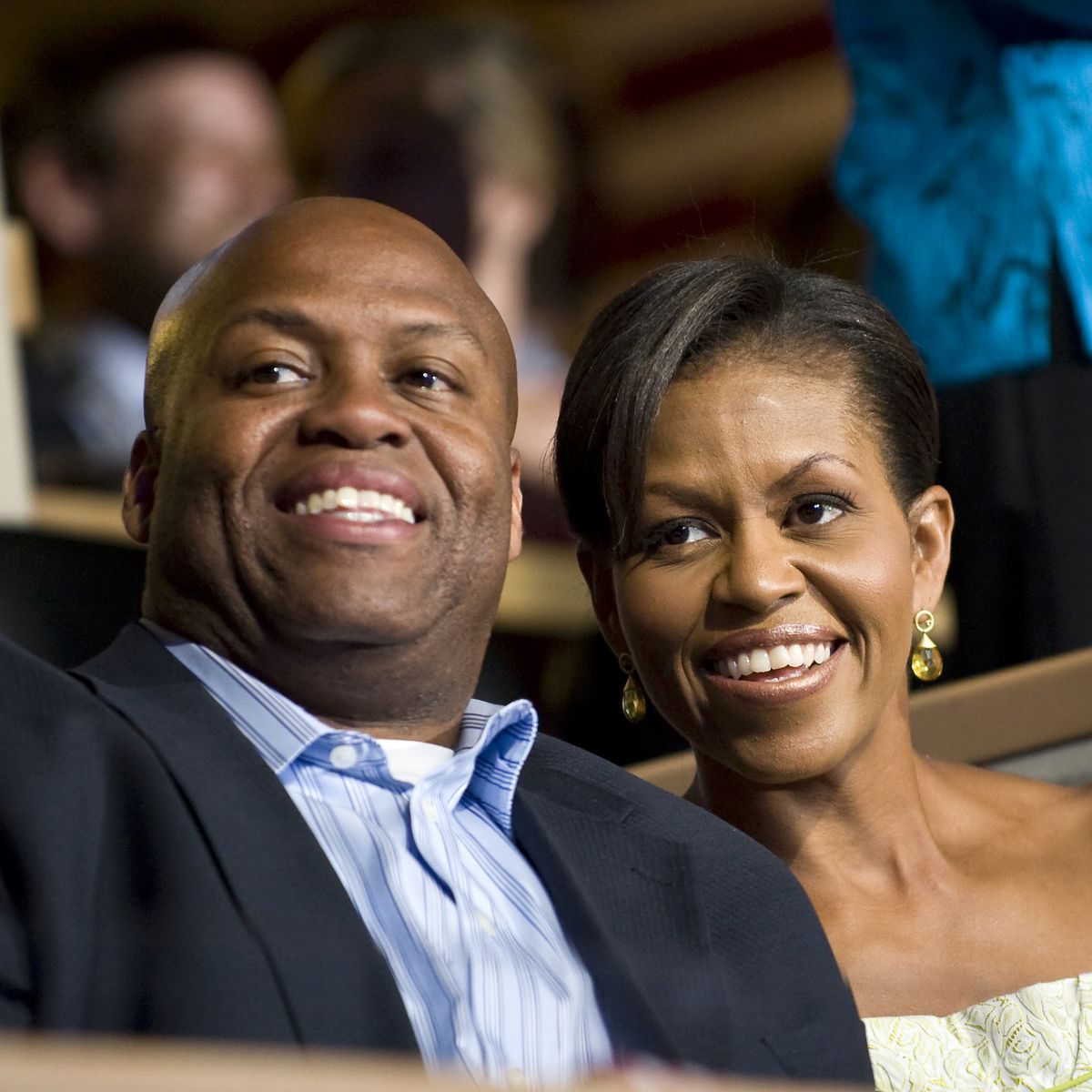 michelle obama and her brother craig robinson attend the democratic national convention in denver photo by rick friedmancorbis via getty images