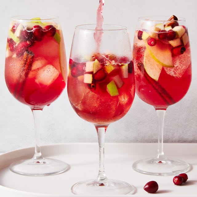 cranapple sangria in a wine glass