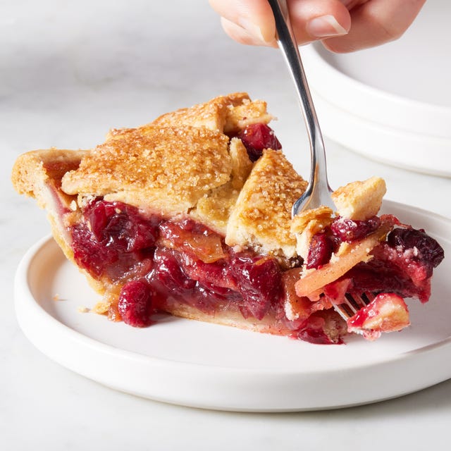 cranberry apple pie with a sugared pie crust