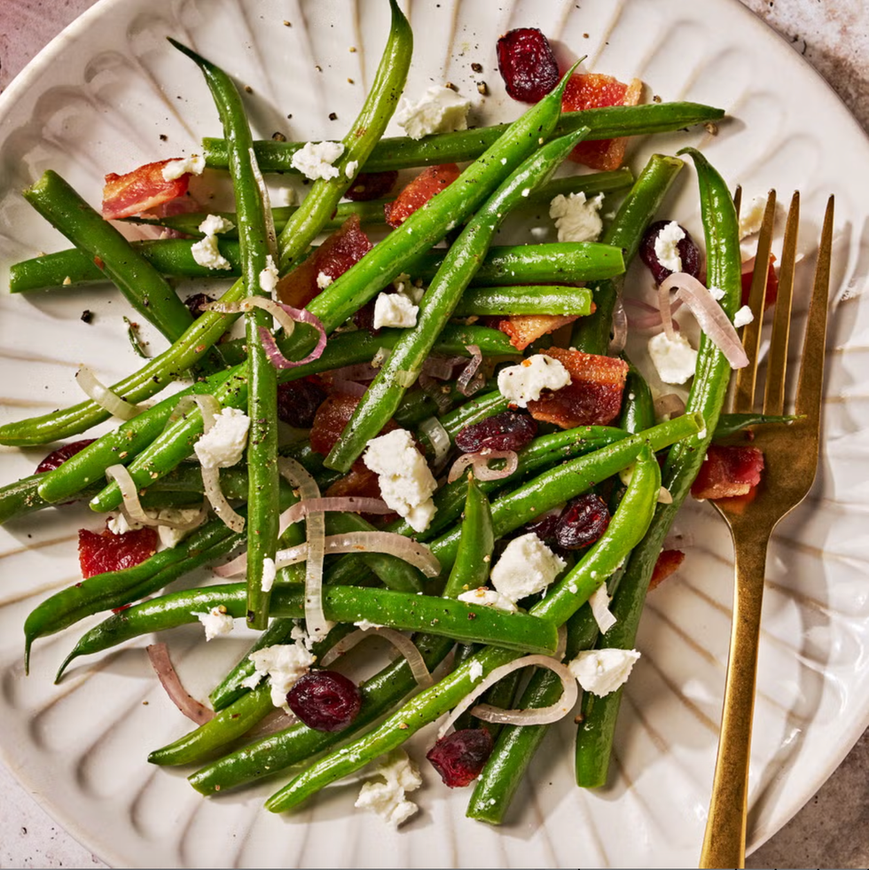 cranberry bacon green beans with shalllot