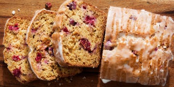 quick bread with cranberries and icing