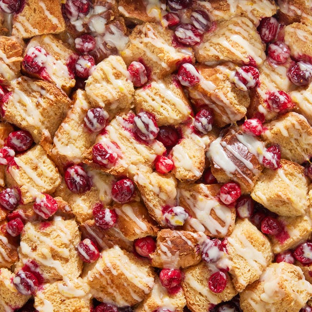 cranberry bread pudding with a sweet glaze