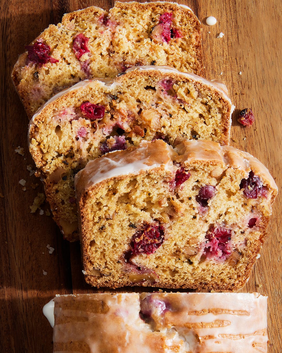 quick bread with cranberries and icing