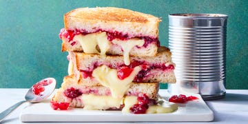 grilled cheese with turkey, melty brie cheese, and cranberry sauce