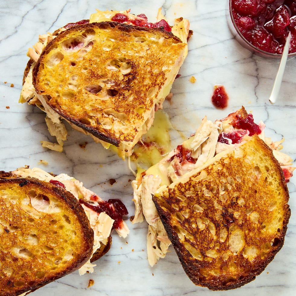 cranberry brie turkey melts with garlic honey butter