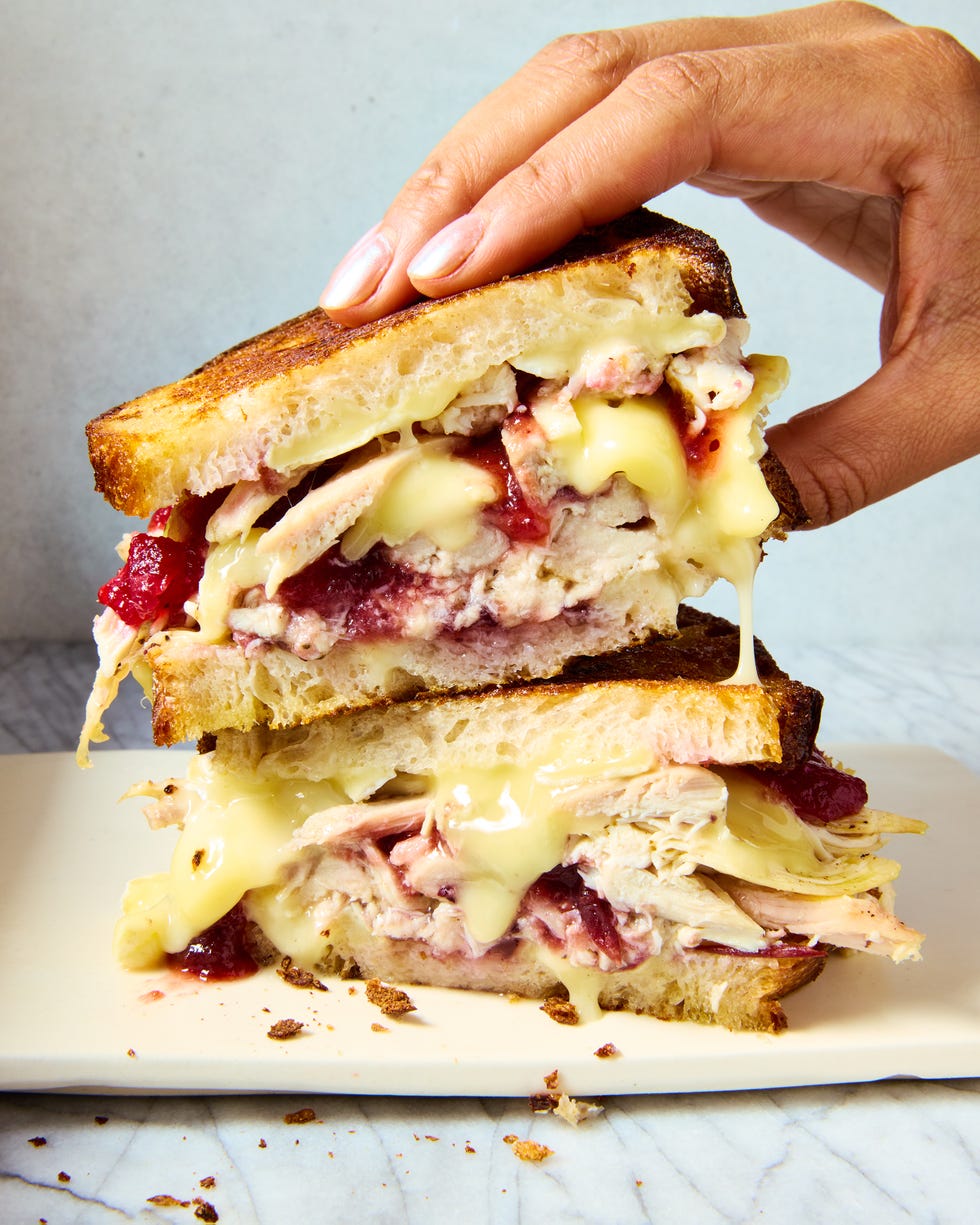 cranberry brie turkey melts with garlic honey butter