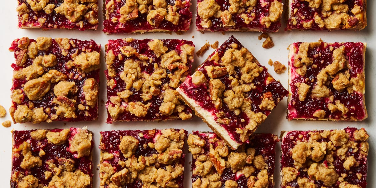 preview for Cranberry Crumble Cheesecake Bars Are The Perfect Blend Of Tart & Sweet