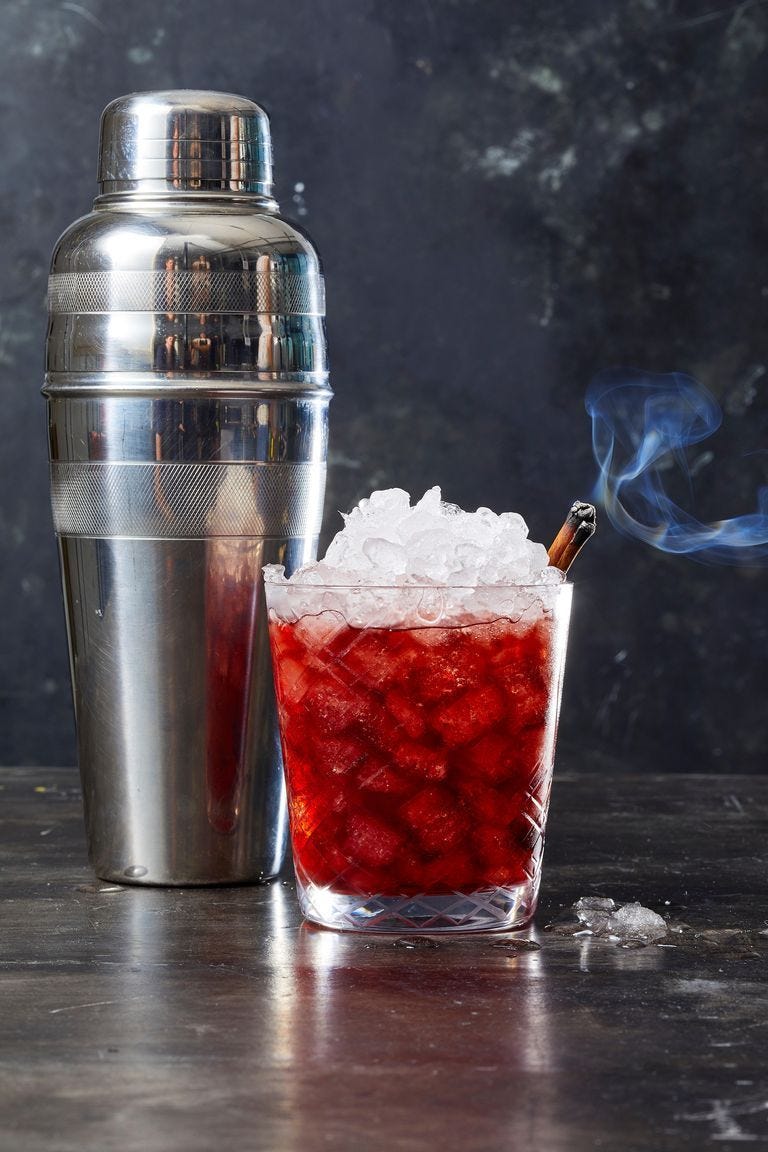 cranberry crush cocktail with a cocktail shaker