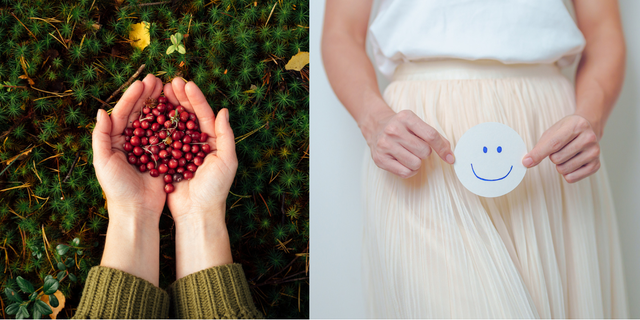 a person holding a strawberry