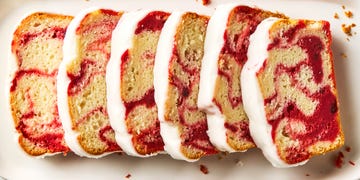 loaf bread swirled with cranberry topped with icing
