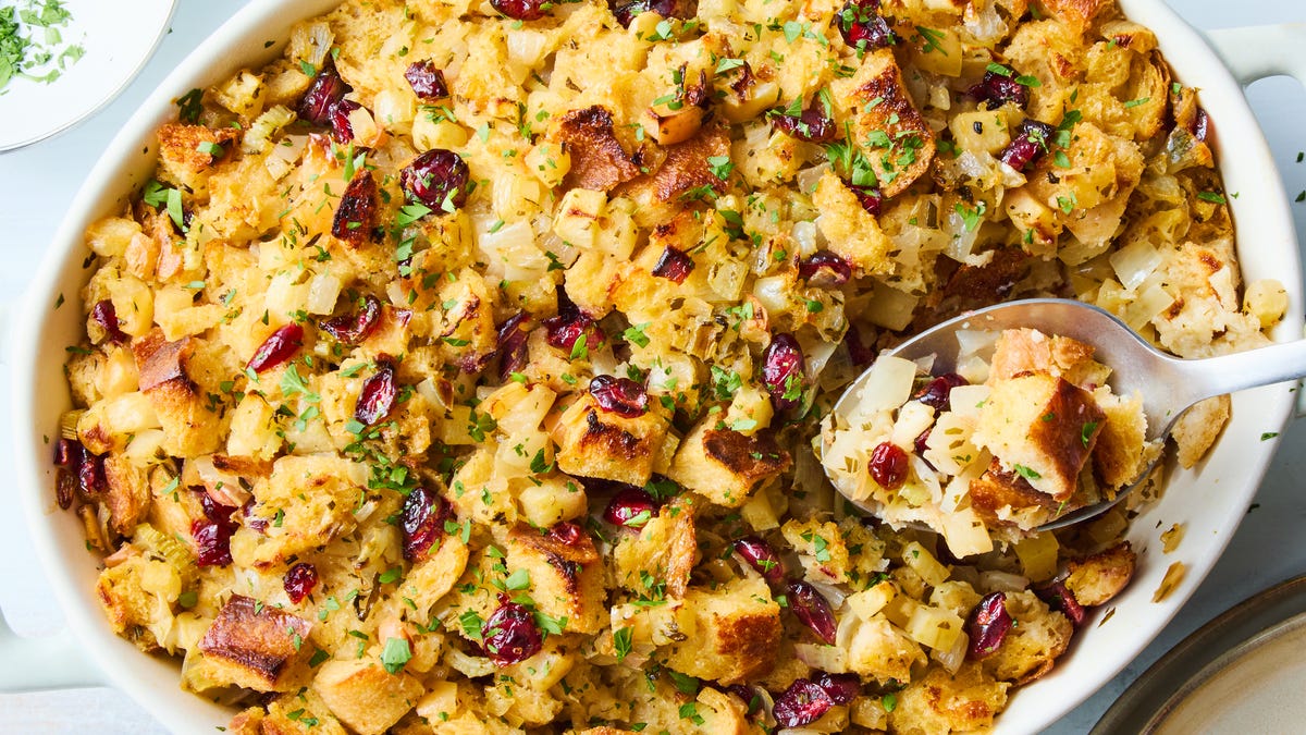 Video player poster image preview for Cranberry Stuffing Is A Vegetarian Side Everyone Will Love