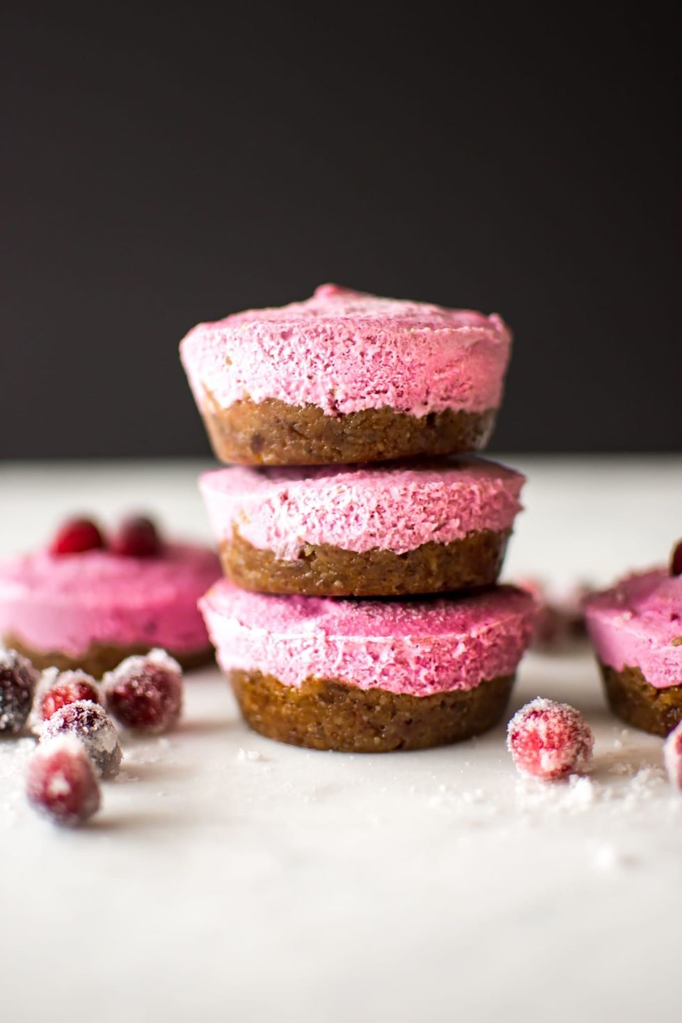 cranberry mini vegan cheesecakes