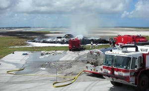 fire trucks on a road